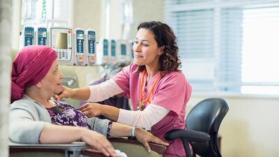 A cancer patient receives chemotherapy. Cancer research has drastically suffered since the pandemic. Getty