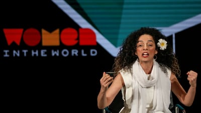 The US has sanctioned four Iranians for the alleged plot to kidnap Masih Alinejad, an Iranian journalist and women's rights activist, seen here speaking at a conference in New York. Reuters
