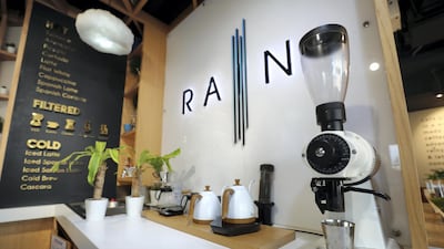Rain Cafe in Abu Dhabi was inspired by two of owner Mohamed Al Shehhi’s favourite things: coffee and wet weather. Chris Whiteoak / The National