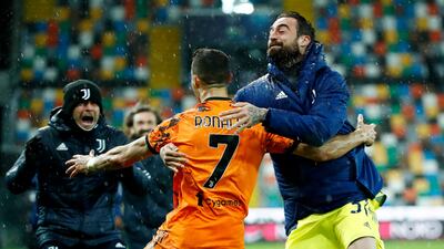 Juventus' Cristiano Ronaldo celebrates scoring their second goal in a 2-1 win against Udinese. Reuters