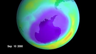The ozone hole is a region of highly depleted ozone in the stratosphere over the Antarctic. Getty Images