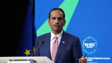 Qatari Prime Minister Sheikh Mohammed bin Abdulrahman at the EU-GCC summit in Brussels, in October 2024. Getty Images