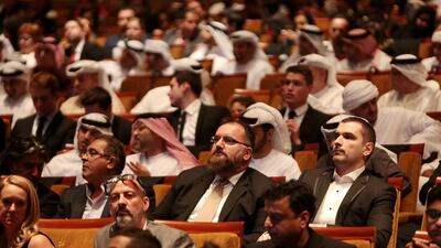 People wait for the start of Star Wars: The Force Awakens Middle East premiere at Emirates Palace in Abu Dhabi. Christopher Pike / The National