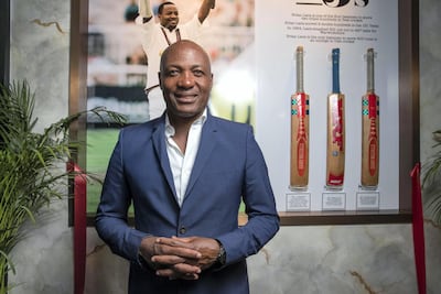 Brian Lara at TJ's, Taj Jumeirah Lakes Towers, where his most prized bats are on display. Antonie Robertson / The National