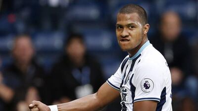 West Brom’s Salomon Rondon celebrates scoring their second goal. Matthew Childs / Action Images / Reuters