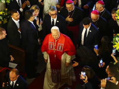Pope Leo XIV arrives at the Cathedral of the Holy Spirit on the second day of his four-day visit to Turkey. EPA