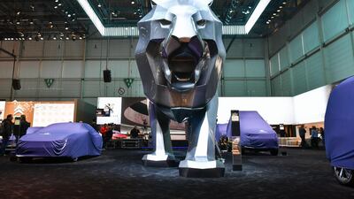French carmaker Peugeot's stand at Geneva. AFP