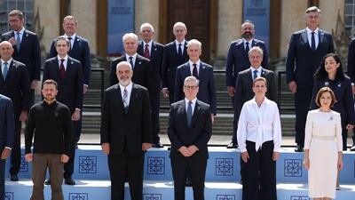 European leaders gather during the European Political Community meeting at Blenheim Palace, in Oxfordshire. EPA