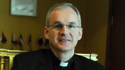 Archbishop Rajic was appointed Pope Benedict XVI's representative in the UAE and Yemen in March. Above, the archbishop at his office in Bneid Alghar, Kuwait, yesterday.