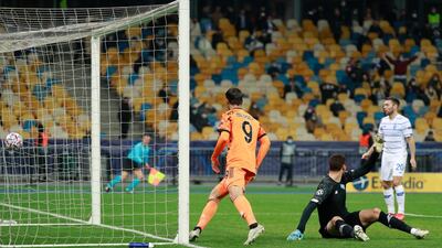 Juventus' Alvaro Morata after scoring his side's first goal. AP