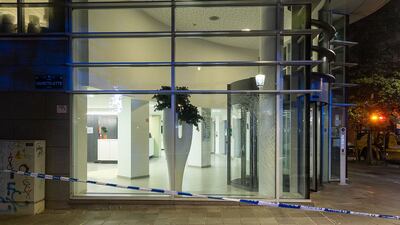 A view of the crime scene in the aftermath of the shooting. AFP