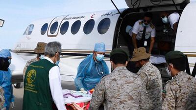 Yemeni twins arrive in Riyadh, Saudi Arabia. Courtesy KSRelief
