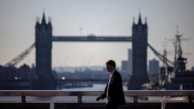 Morning commuters cross London Bridge. The Tony Blair Institute for Global change warned on Wednesday that 18 per cent of the UK workforce is now under threat of job loss. Getty Images