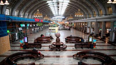 A general view of a quite central station in Stockholm, Sweden, on April 2, 2020. AFP