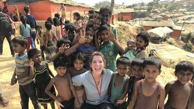 Elizabeth Gilmore volunteers at a Rohingya refugee camp in Bangladesh. Courtesy Cleveland Clinic Abu Dhabi