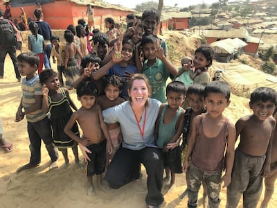 Elizabeth Gilmore volunteers at a Rohingya refugee camp in Bangladesh. Courtesy Cleveland Clinic Abu Dhabi