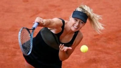 Russia's Maria Sharapova on her way to victory over Estonia's Kaia Kanepi.