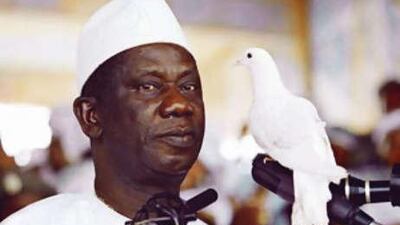 Guinea's president, Lansana Conte, pictured on Dec 12 1998 representing the ruling Party of Unity and Progress (PUP) during his final campaign rally, in Conakry.