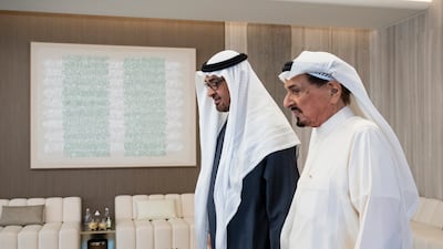 Sheikh Mohamed and Sheikh Humaid before a meeting at the Ruler's Court