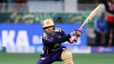 Umar Akmal batting for Quetta Gladiators during the Pakistan Super League game against Islamabad United in Dubai on February 17, 2019. Chris Whiteoak / The National