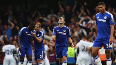 Chelsea's Cesc Fabregas reacts during a loss to Crystal Palace in the Premier League in August. Shaun Botterill / Getty Images / August 29, 2015
