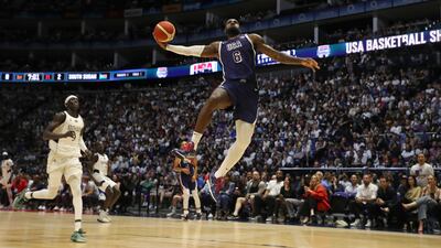 LeBron James came to USA's rescue, sealing a tense win over South Sudan at the O2 Arena in London. Getty Images