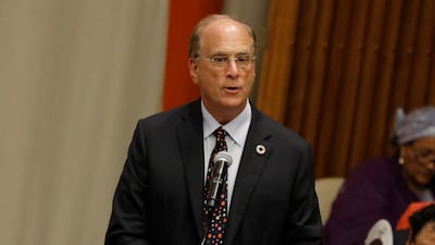 Larry Fink, the chairman and CEO of BlackRock, an American multinational investment management corporation speaks at the High-level Meeting on Financing the 2030 Agenda for Sustainable Development at United Nations headquarters. EPA