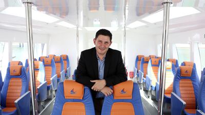 Tom Rebollini, head of finance, sales and marketing for Jalboot Marine Network, is busy trying to convince companies and government entities for a public water transport service in Abu Dhabi. Pawan Singh / The National