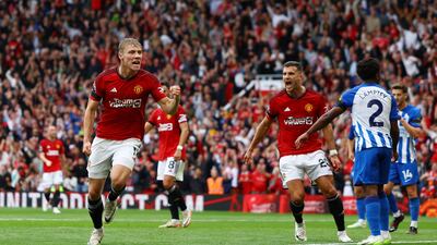 Manchester United's Rasmus Hojlund celebrates a goal that was ruled out by VAR. Reuters