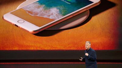 Apple Senior Vice President of Worldwide Marketing, Phil Schiller, introduces the iPhone 8 during a launch event in Cupertino, California. Stephen Lam / Reuters