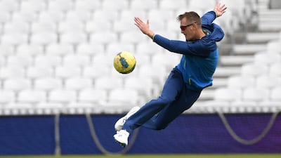 South Africa's Chris Morris takes part in a training session on the eve of their opening match. Dibyangshu Sarkar / AFP