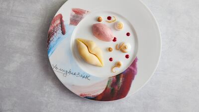 AB Kiss (yuzu, sable crumble and strawberry gelato), Dh45