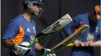 Australia's Ricky Ponting prepares for batting practice yesterday in Ahmadabad, India. Saurabh Das / AP Photo