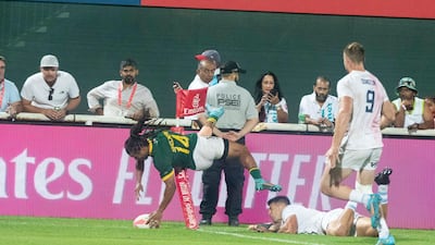 South Africa score a try in the corner.