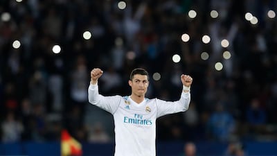 Real Madrid's Cristiano Ronaldo celebrates at the final whistle. Hassan Ammar / AP Photo
