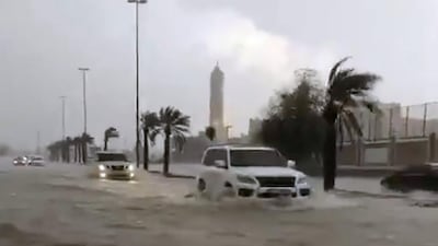 Flash floods hitting parts of Al Ain city. Courtesy Storm Centre