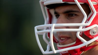 Andrej Tasic threw fr 517 yards and eight touchdowns for the Dubai Stallions during the EAFL regular season. Sammy Dallal / The National