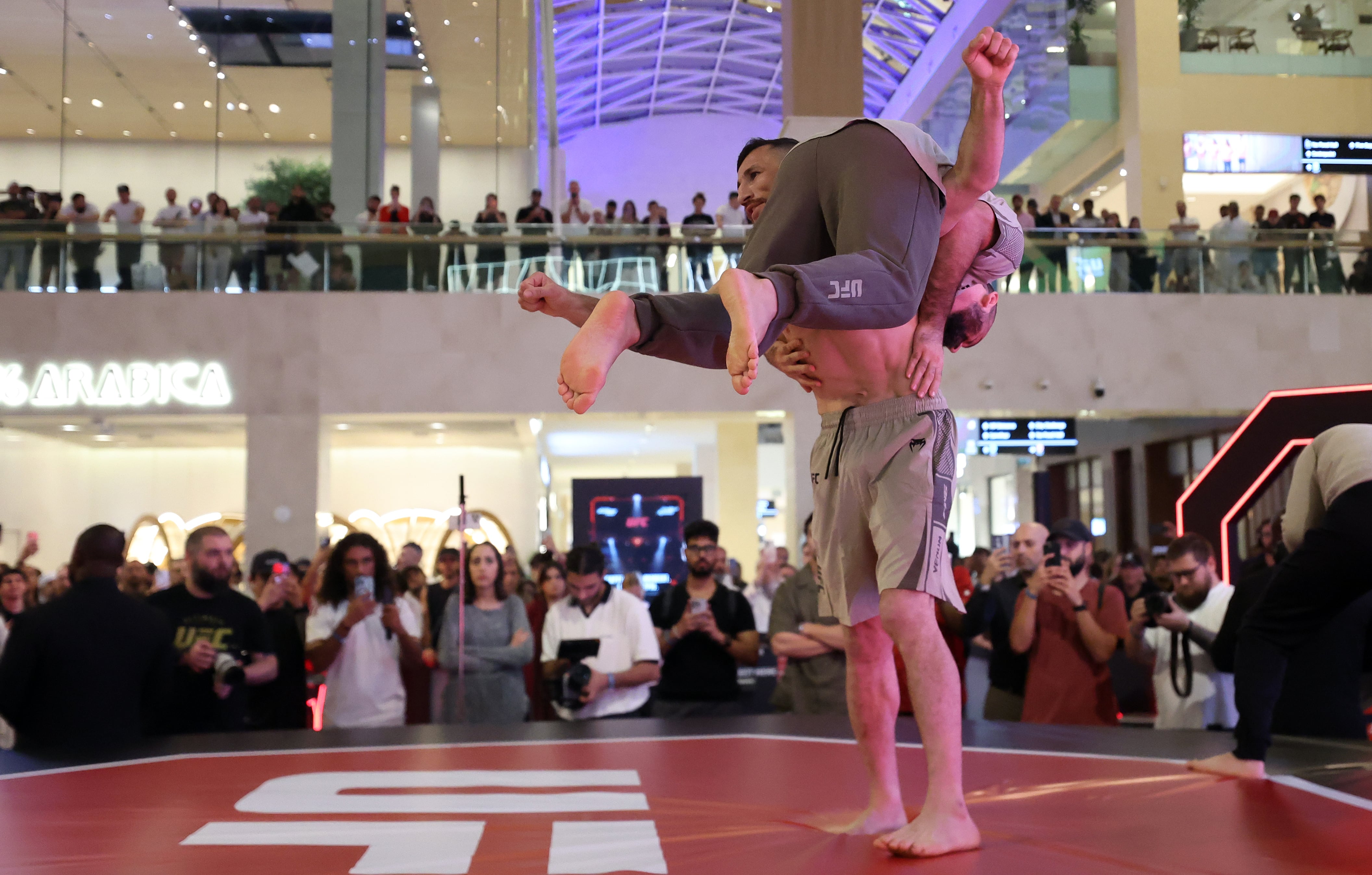 Merab Dvalishvili in action at Yas Mall.