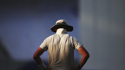 Peter Siddle of Australia looks on from the outfield during the first day of the first Test against Pakistan in Dubai. Ryan Pierse / Getty Images