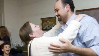 Sameh Khouzam embraces Susan Hazlitt, a friend, after his release from the York County Prison this year.