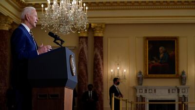 President Joe Biden speaks about foreign policy at the State Department, February 4, 2021, in Washington. AP