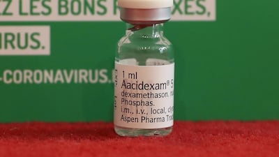 An ampoule of dexamethasone. Researchers say the corticosteroid, used to treat some infections and cancers, could be an effective treatment for Covid-19. Reuters