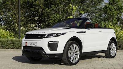 The Range Rover Evoque Convertible, billed as the ‘world’s first luxury convertible compact SUV’, is a silky-smooth drive with a classy interior. Christopher Pike / The National