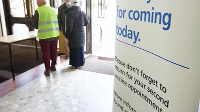 A sign thanking people for attending the vaccination drive at the mosque. Mark Chilvers for The National