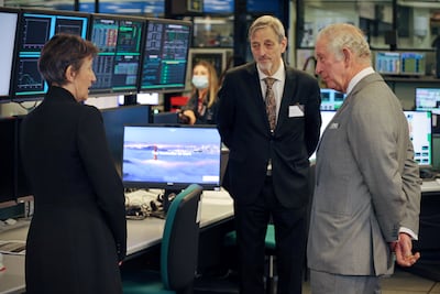 Prince Charles meets employees at the Joint European Torus control room during a visit to the UK Atomic Energy Authority. Getty Images