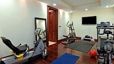 An exercise room in the Emirates Hills villa.