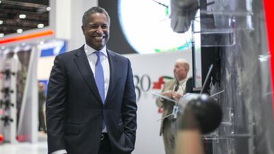 John Harris, the chief executive of Raytheon, said his company would continue to focus on deals with the Middle East despite US regulations on arms sales to Saudi Arabia. He was speaking at Idex 2017 in Abu Dhabi. Mona Al Marzooqi / The National
