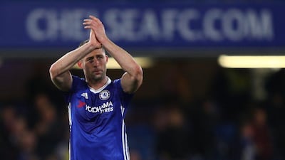 Gary Cahill of Chelsea applauds supporters following the Premier League match between Chelsea and Middlesbrough at Stamford Bridge on May 8, 2017 in London, England. Ian Walton / Getty Images