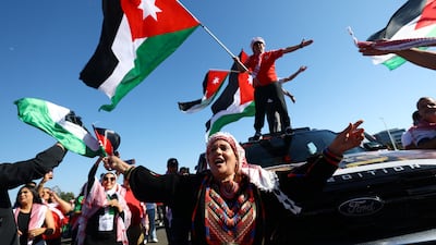 Jordanian supporters gather in Santa Clara, California, before their team takes on Algeria. Reuters