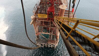 Above, the Saleh oilfield in Ras Al Khaimah being operated by DNO. Pawan Singh / The National